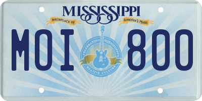 MS license plate MOI800