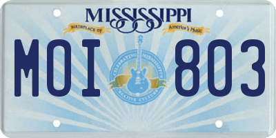 MS license plate MOI803