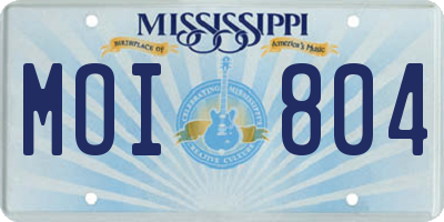 MS license plate MOI804