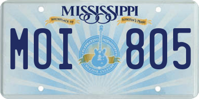 MS license plate MOI805