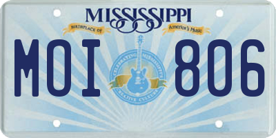 MS license plate MOI806