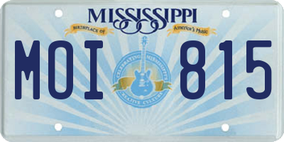 MS license plate MOI815
