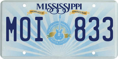 MS license plate MOI833