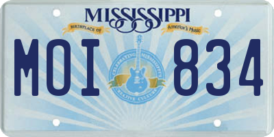 MS license plate MOI834