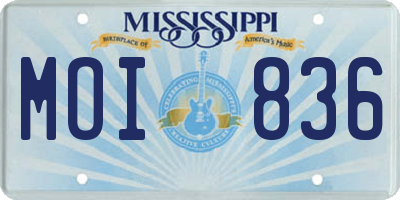 MS license plate MOI836