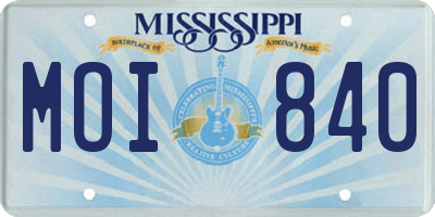 MS license plate MOI840