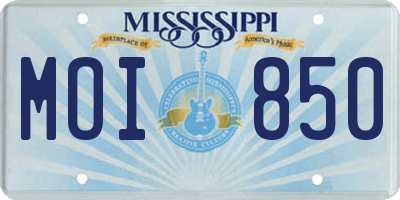 MS license plate MOI850