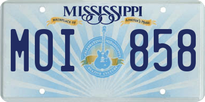 MS license plate MOI858