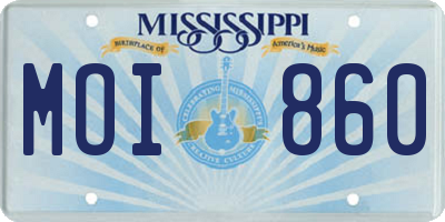 MS license plate MOI860