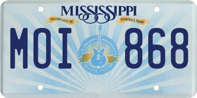 MS license plate MOI868