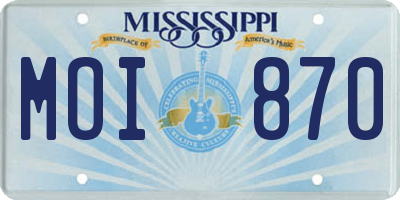 MS license plate MOI870