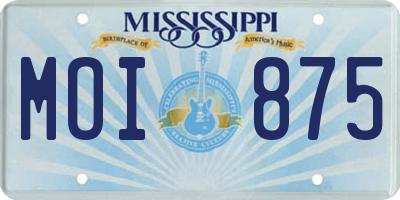 MS license plate MOI875