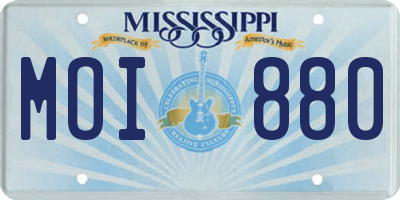 MS license plate MOI880