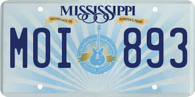 MS license plate MOI893