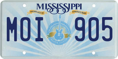 MS license plate MOI905