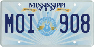 MS license plate MOI908