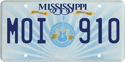 MS license plate MOI910