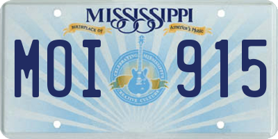MS license plate MOI915