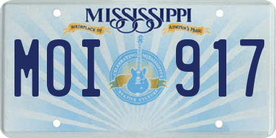 MS license plate MOI917