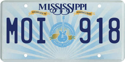 MS license plate MOI918