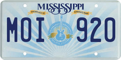 MS license plate MOI920