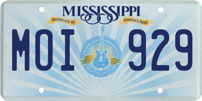 MS license plate MOI929