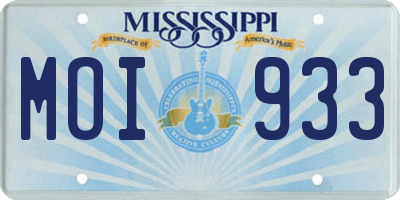 MS license plate MOI933