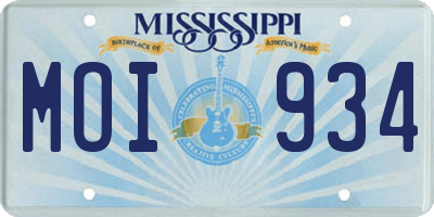 MS license plate MOI934