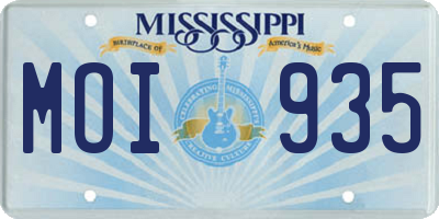 MS license plate MOI935