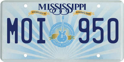 MS license plate MOI950