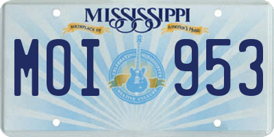 MS license plate MOI953