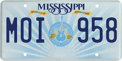 MS license plate MOI958