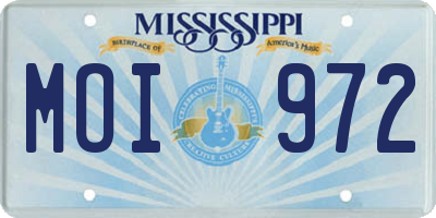 MS license plate MOI972