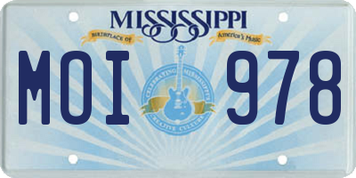 MS license plate MOI978