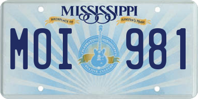 MS license plate MOI981