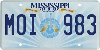 MS license plate MOI983