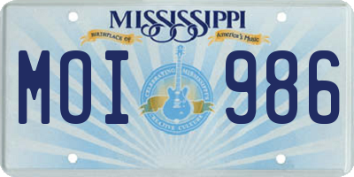 MS license plate MOI986
