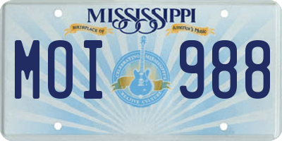 MS license plate MOI988