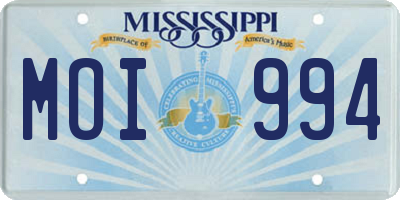 MS license plate MOI994