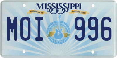 MS license plate MOI996