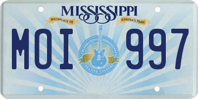 MS license plate MOI997