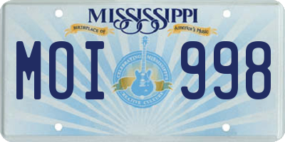 MS license plate MOI998