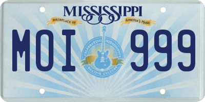 MS license plate MOI999