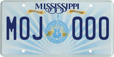 MS license plate MOJ000