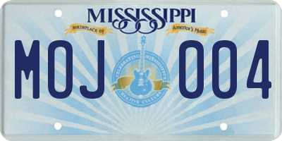 MS license plate MOJ004