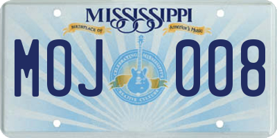 MS license plate MOJ008