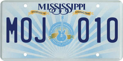 MS license plate MOJ010