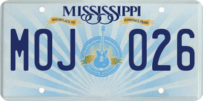 MS license plate MOJ026