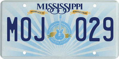 MS license plate MOJ029