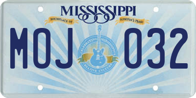MS license plate MOJ032
